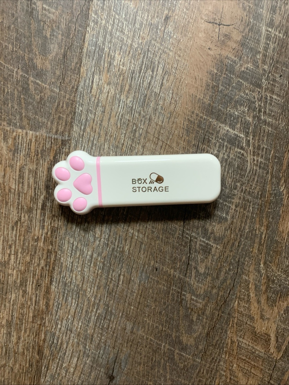 Cute Paw Pill Storage Box - White with Pink Paw Accent